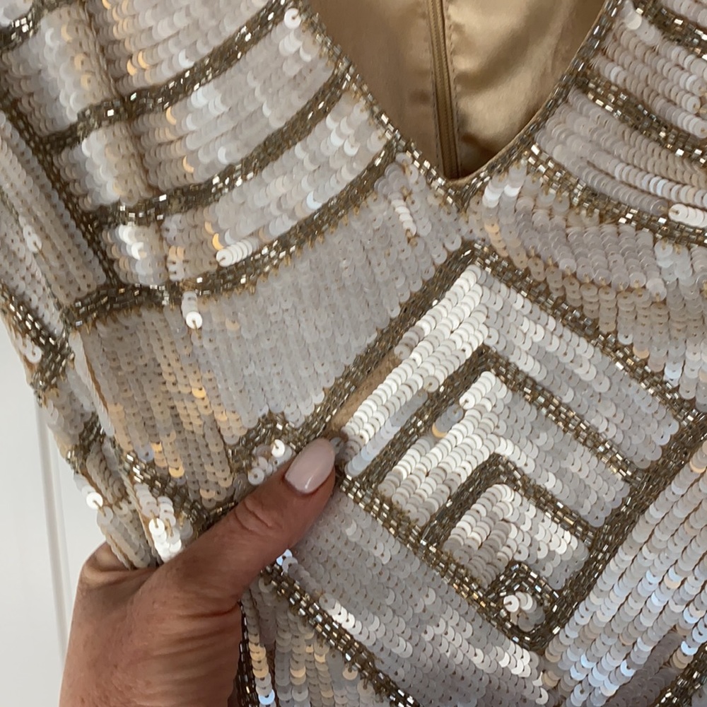 Parker sequined dress, nude, white and silver - Picture 7 of 8